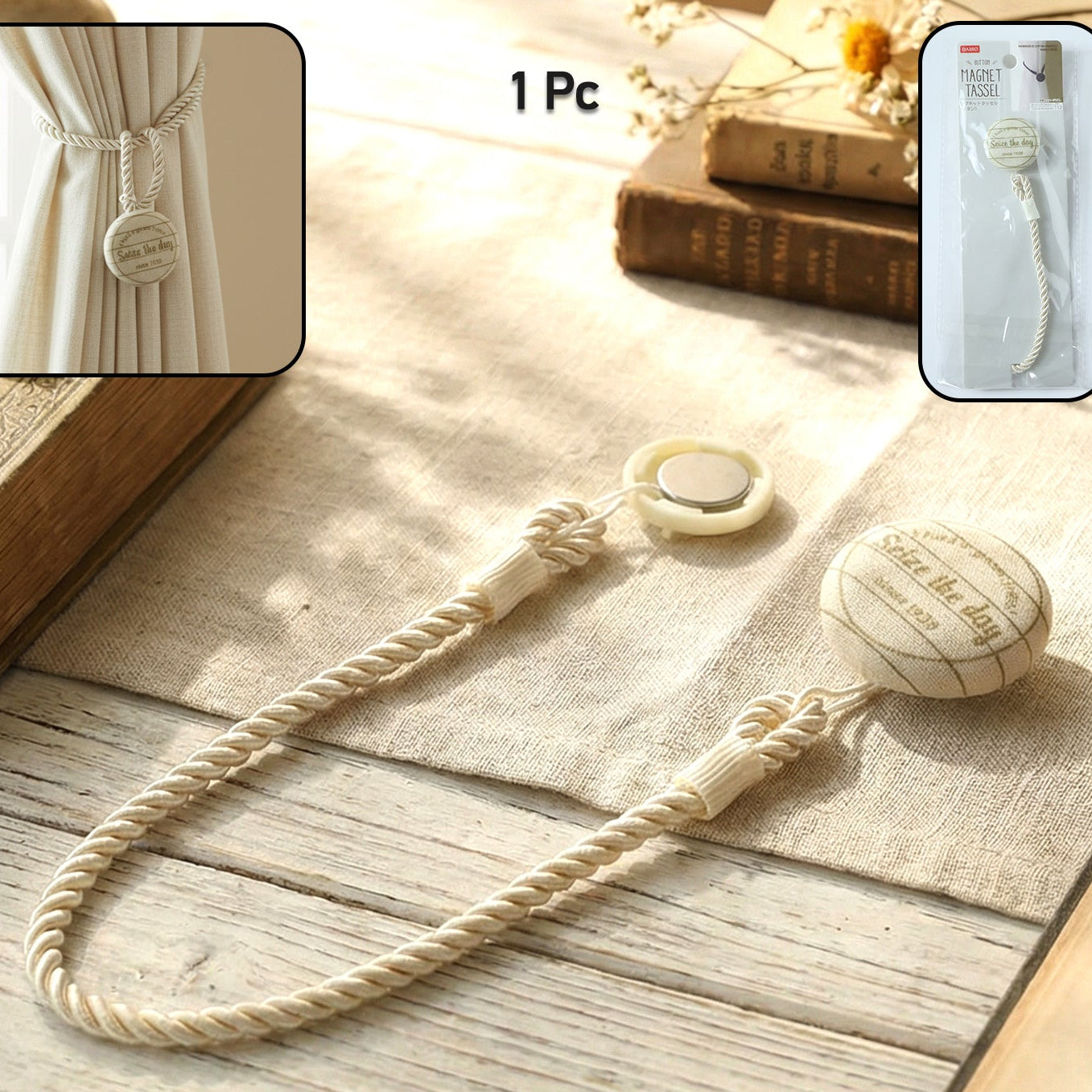 Magnetic Curtain Tieback with Rope Design (1 Pc) - Happy Price - Image 1