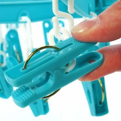 Plastic Round Cloth Drying Stand Hanger With 18 Clips (Multicolour) - Happy Price - Image 2