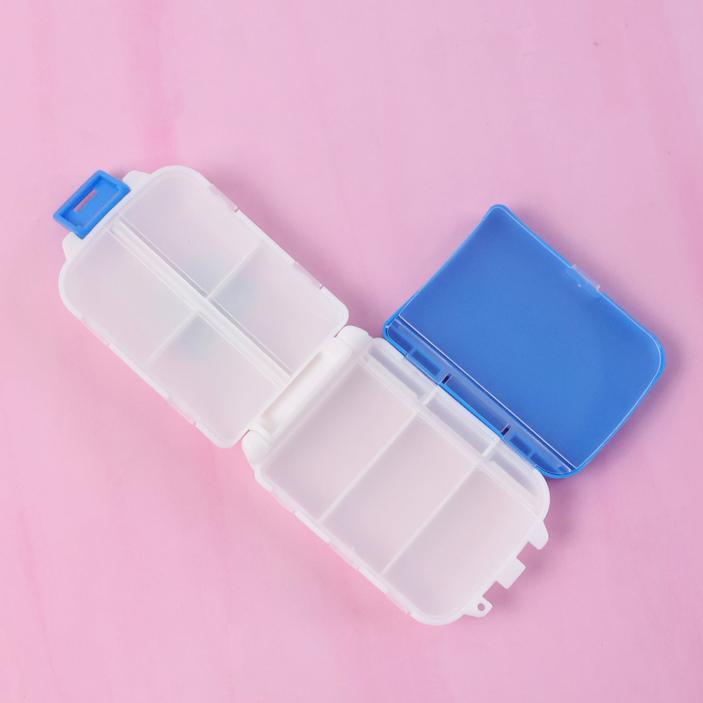 Portable Dual-Sided Pill Organizer Box - 8 Compartments, Blue - Happy Price - Image 2