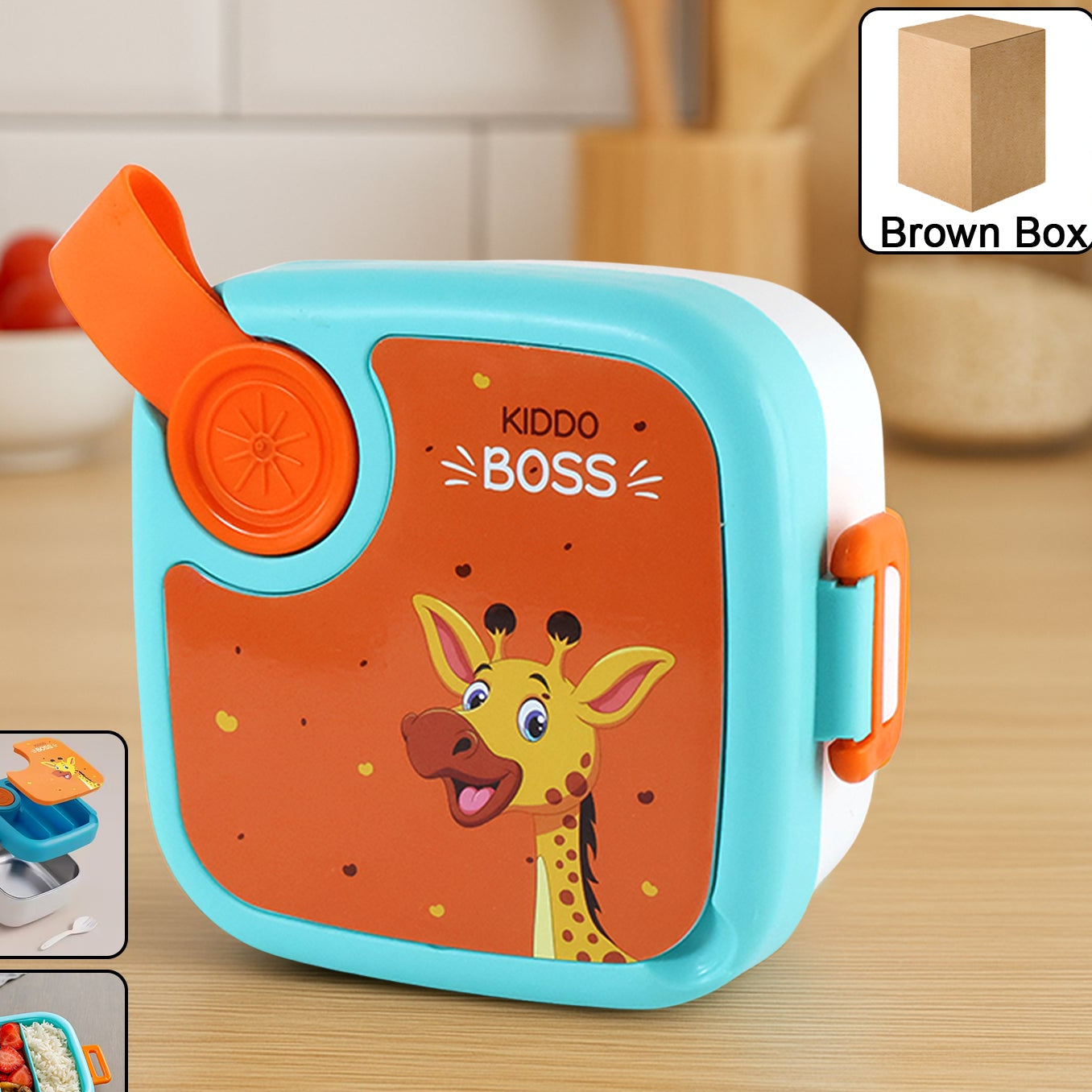 Kids Cartoon Lunch Box - 1 Set with Stainless Steel Tray - Happy Price - Image 1