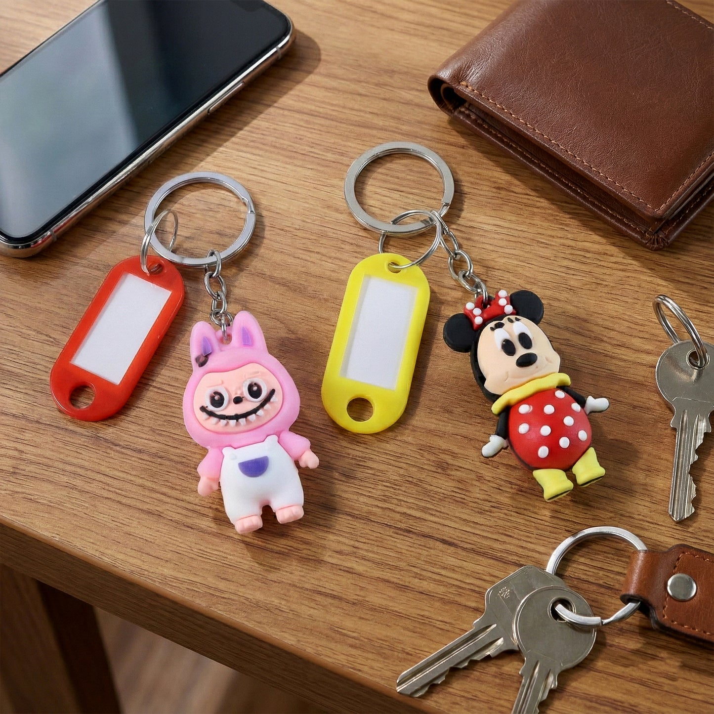 Cute Cartoon Character Keychain with Name Tag - 1 Pc Assorted Design - Happy Price - Image 4