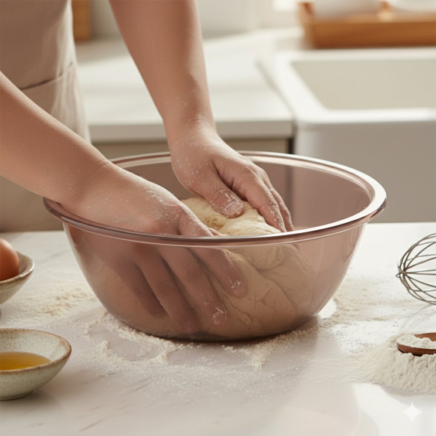 Clear Round Kitchen Bowl for Mixing & Serving - 25 cm, 1 Piece - Happy Price - Image 3