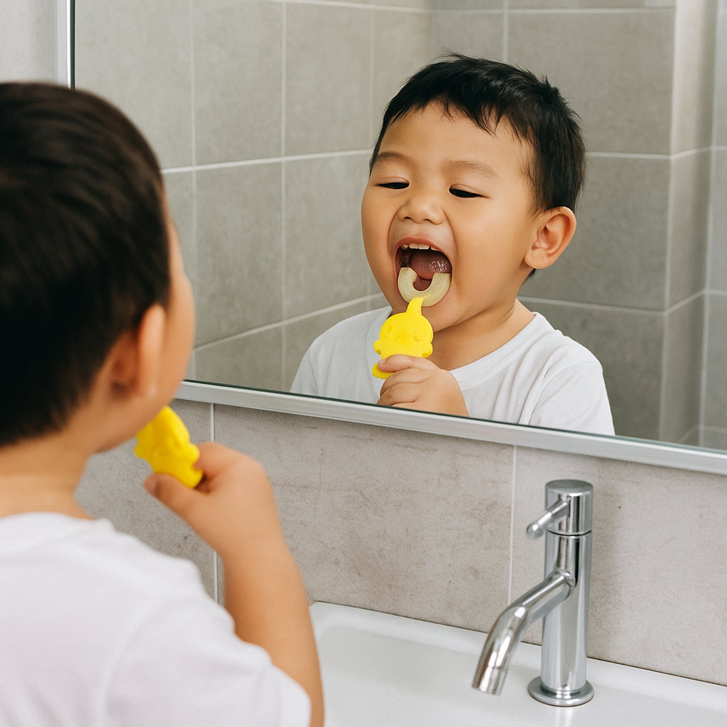 Cute Duck U-Shape Baby Toothbrush for Toddlers - Soft Silicone 360° Cleaning (1 Pc, Mix Color) - Happy Price - Image 5