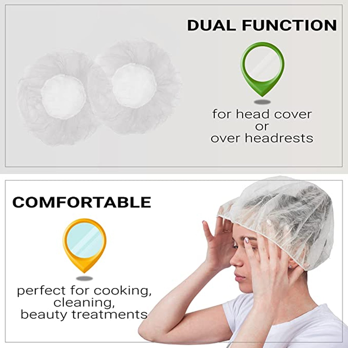 Disposable Shower Caps For Women Larger Thicker Waterproof And Individually Wrapped Plastic Elastic Hair Bath Caps For Hotel And Spa Hair Salon Home Use Portable Travel (Pack Of 12) - Happy Price - Image 2