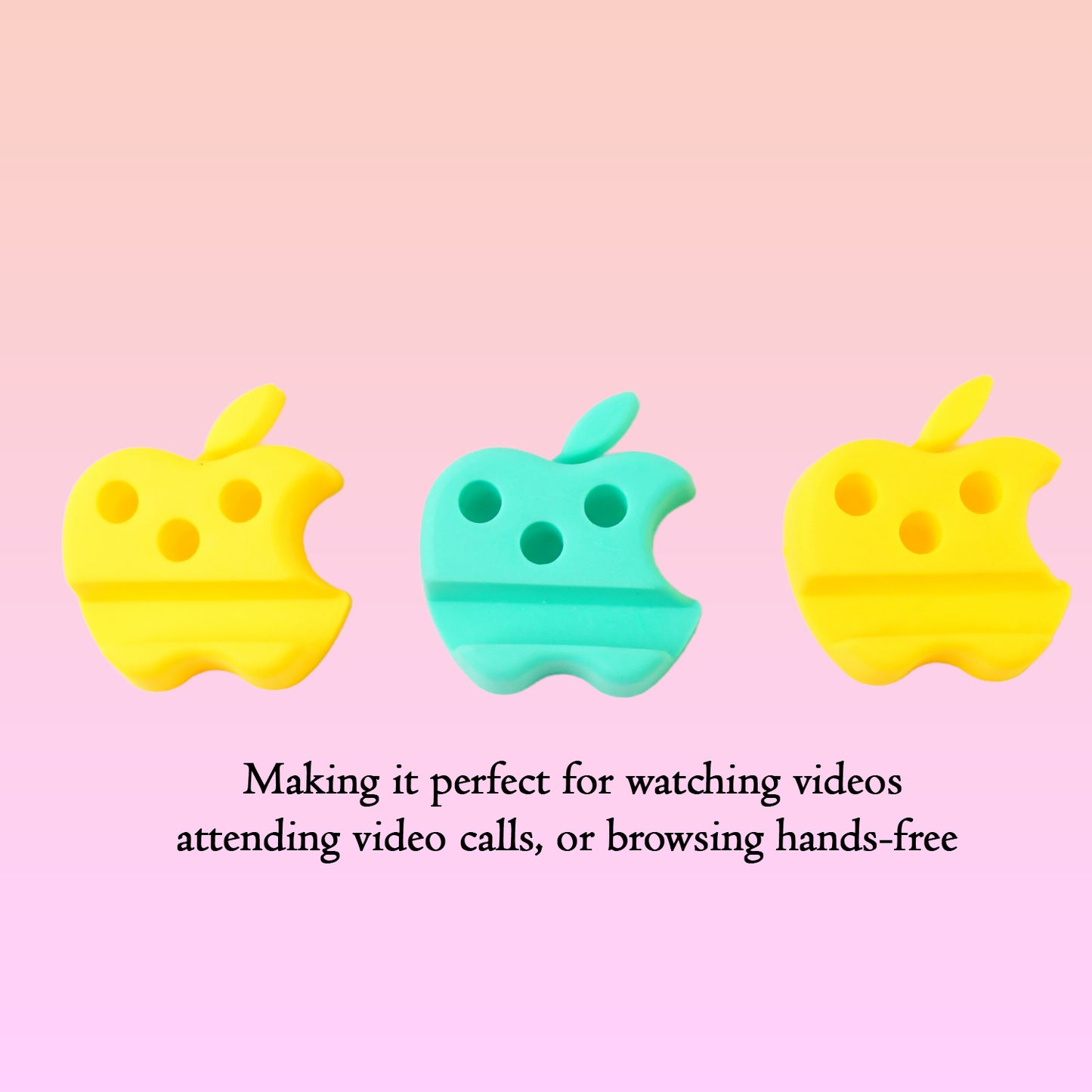 Multi-functional Apple-shaped Plastic Mobile Stand With Pen Holder (3 Pc  Mix Color) - Happy Price - Image 6