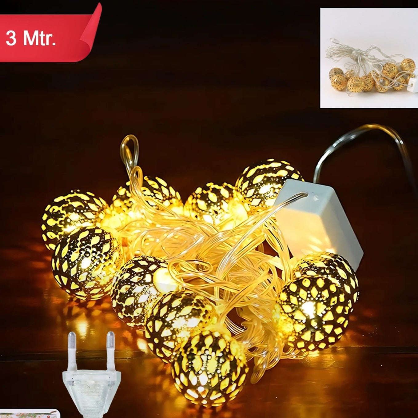 Decorative Metal Ball Led String Light (3 Meter ) - Happy Price - Image 1