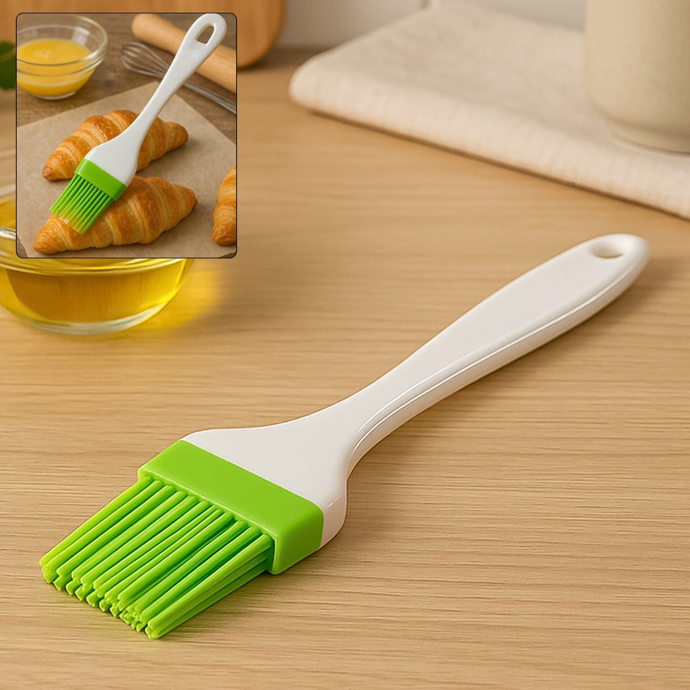 Silicone Kitchen Oil Spatula Brush With Handle Pastry  Cake Brush (17 Cm  1 Pc) - Happy Price - Image 1