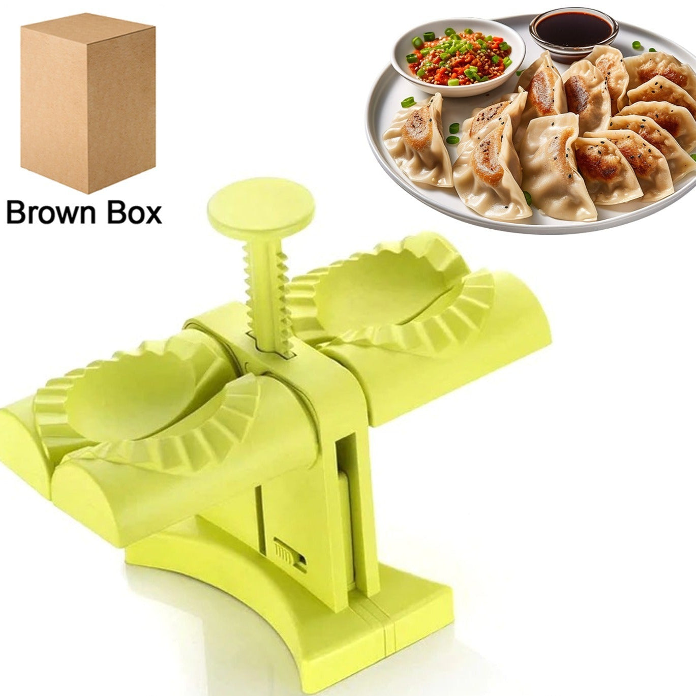 Dumpling Maker Molddouble Head Dumpling Mold Wrap Two At A One Timehousehold Dumpling Maker Mouldeasy-tool For Making Dumplingsdumpling Press Mold Kitchen Accessories (Brown Box) - Happy Price - Image 1