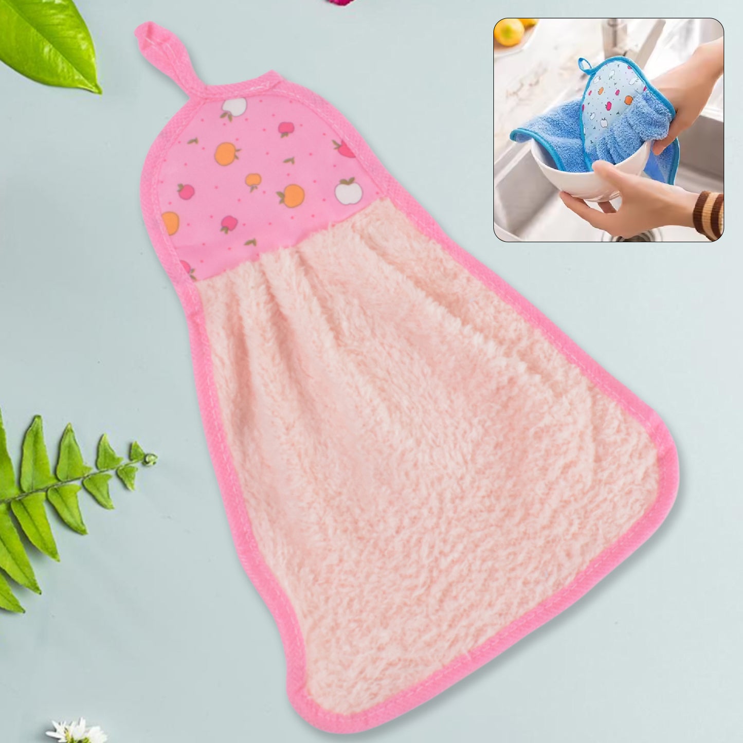 Microfiber Wash Basin Hanging Hand Kitchen Towel Napkin With Loop - Happy Price - Image 2