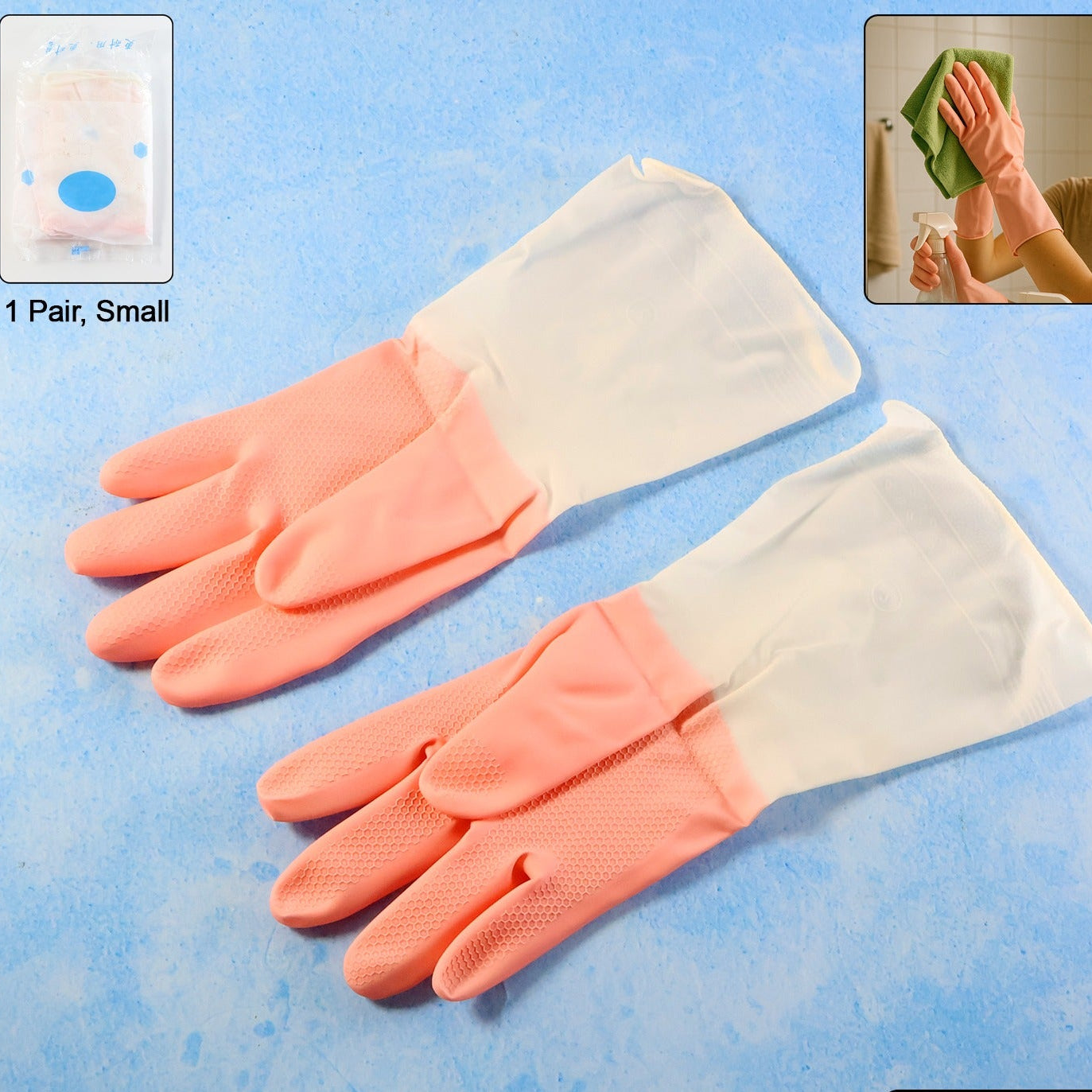 Small Size Waterproof Cleaning Gloves - 1 Pair for Kitchen & Home - Happy Price - Image 1