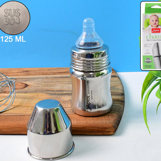 Apex Stainless Steel Baby Feeding Bottle, 125 ML, 1 Pc - Happy Price - Image 1