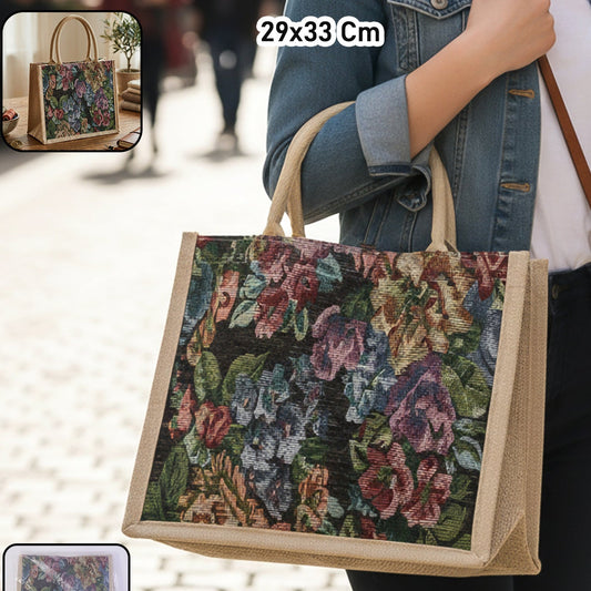 Multipurpose Floral Print Carry Hand Bag 1 Pc 29x33 Cm