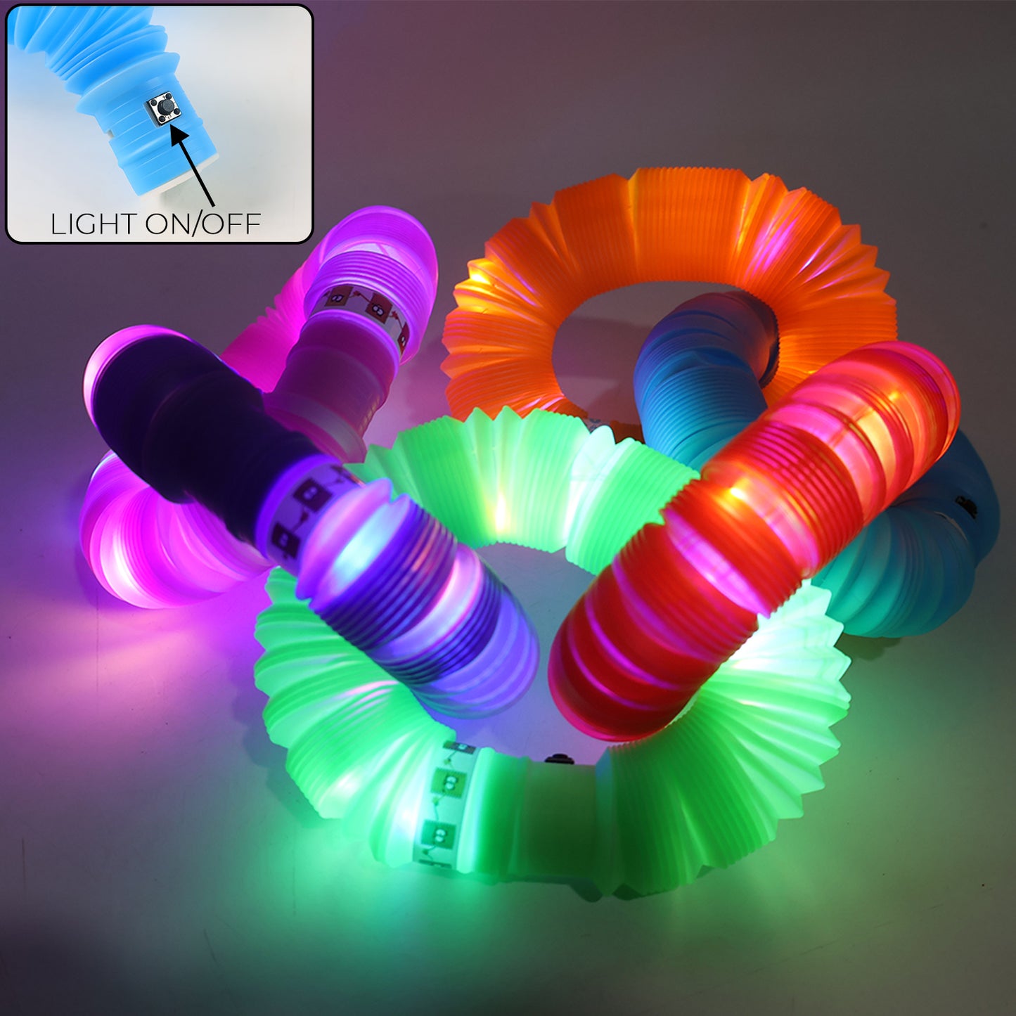 LED Glow Pop Tube Fidget Toy - Bendable Sensory Toy for Kids (1 Pc, Mixed Color) - Happy Price - Image 6