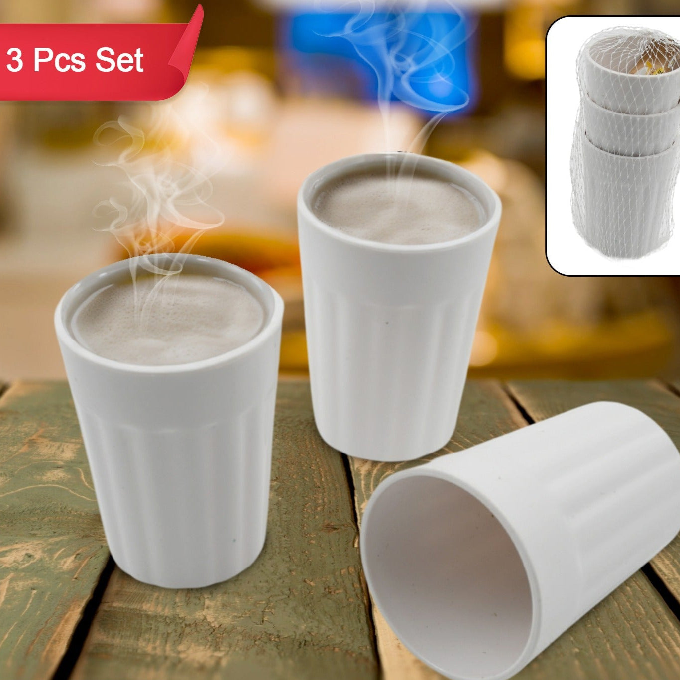 Small Plastic Coffee  Tea Cups Reusable Plastic Cup Mug Lightweight Microwavable Dishwasher Safe Unbreakable Camping Coffee Mugs For Tea Milk Water Juice Tea (3 Pcs Set) - Happy Price - Image 1