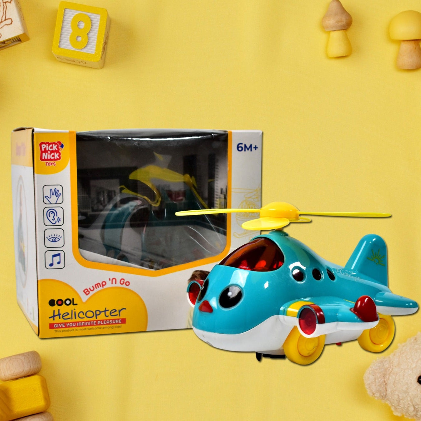 Helicopter Airplane Musical Toy Toddlers With Lights Electronic Moving Cool Aeroplane Baby Development Toys Plane For 6-18 Month Old Gift To Encourage Crawling - Happy Price - Image 1