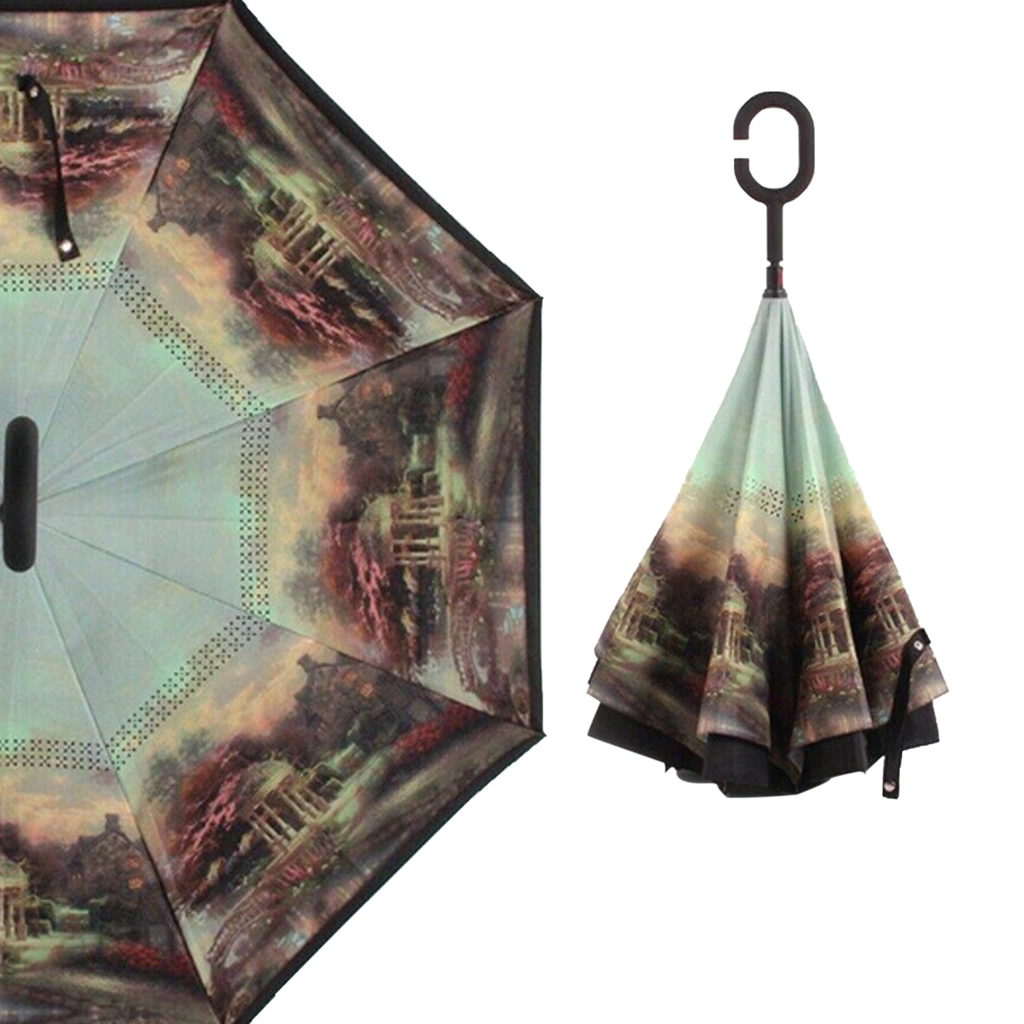 Printed Travel Windproof Umbrella (Reverse Umbrella) - Happy Price - Image 4