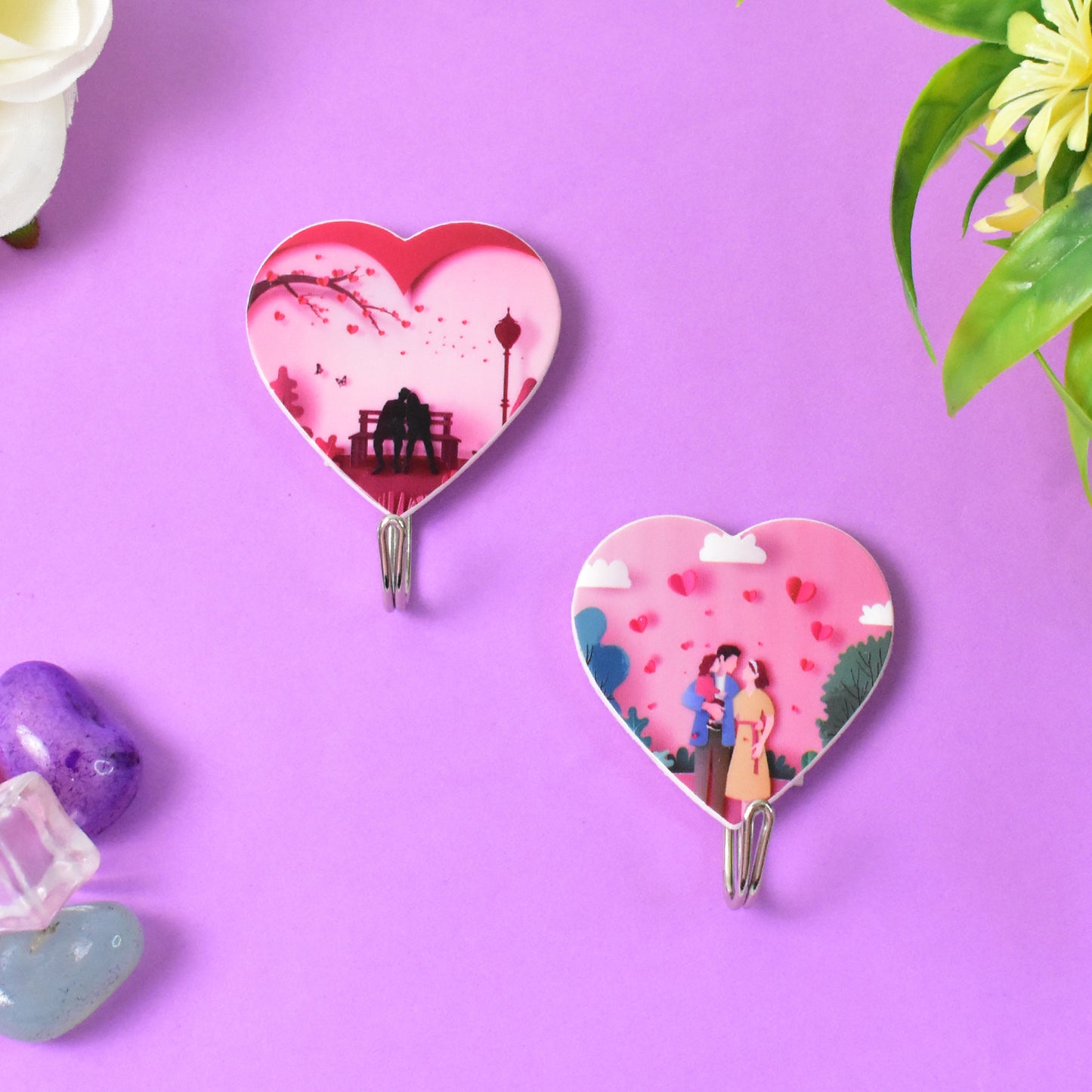 Multipurpose Strong Heart Shape Hook Self-adhesive Hooks (2 Pc Set) - Happy Price - Image 3