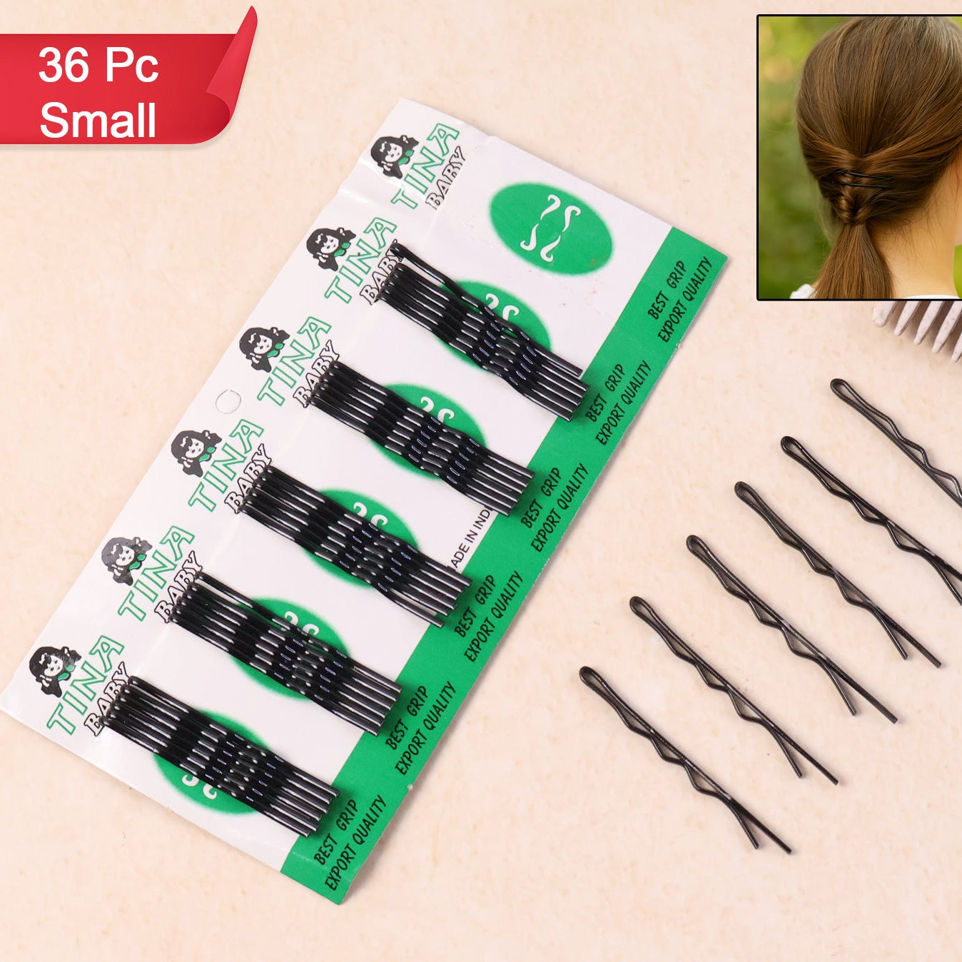 Small Black Hair Bobby Pins (36 Pc)