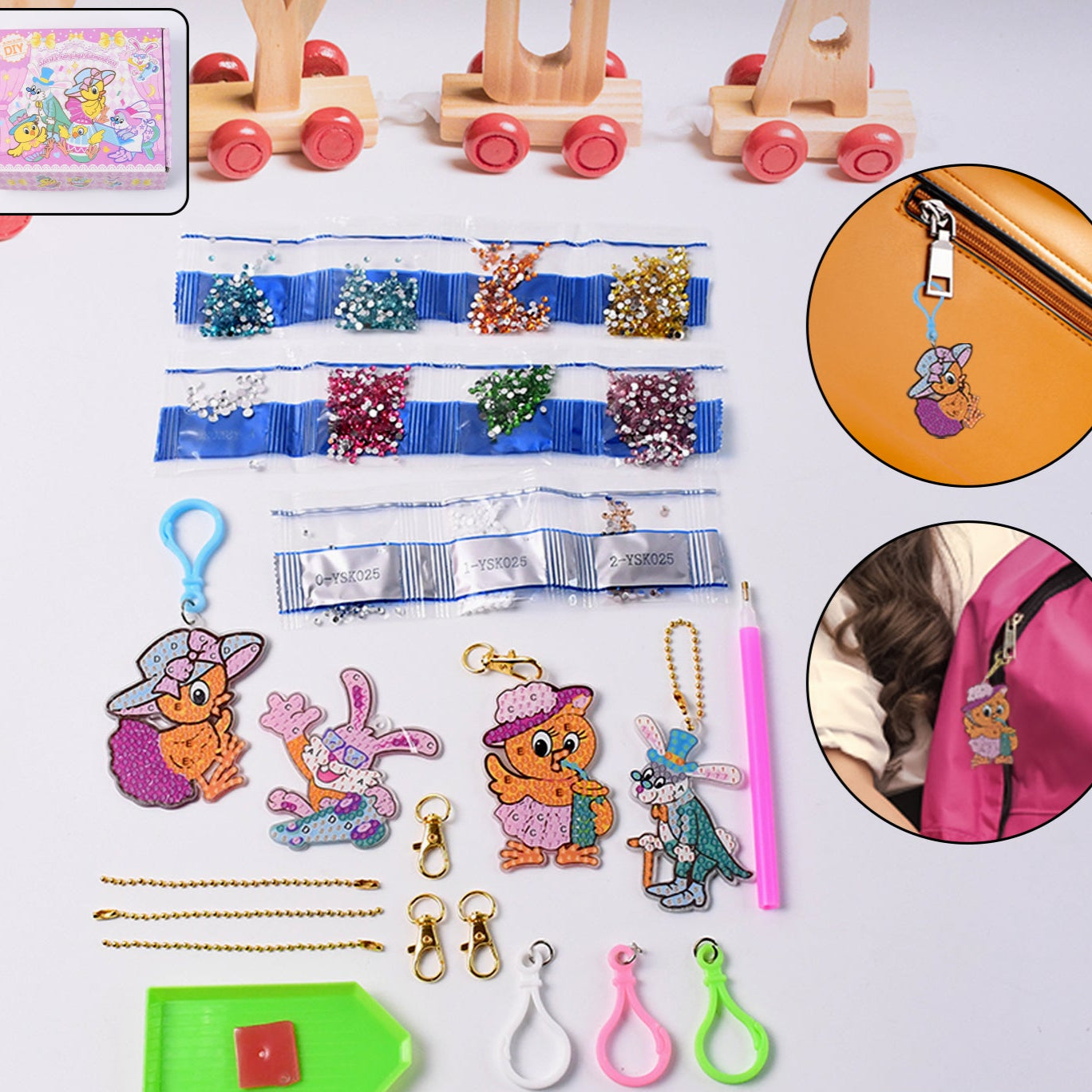 Cartoon Painting Keychain Craft Kit - Happy Price - Image 1