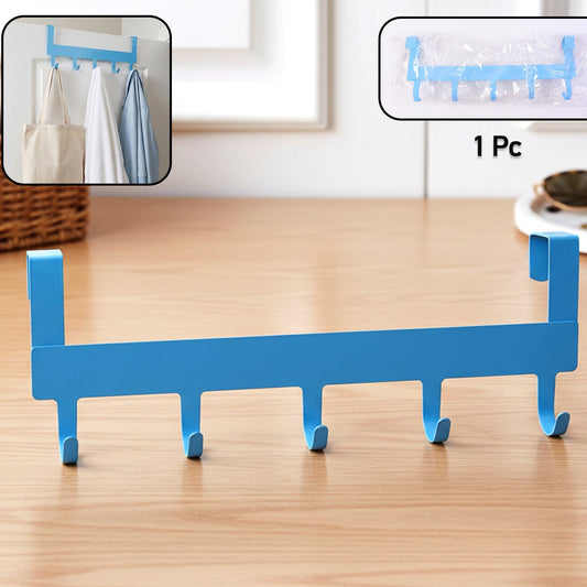 Metal Over-the-Door 5 Hook Rack (1 Pc) - Home & Office Organizer - Happy Price - Image 1