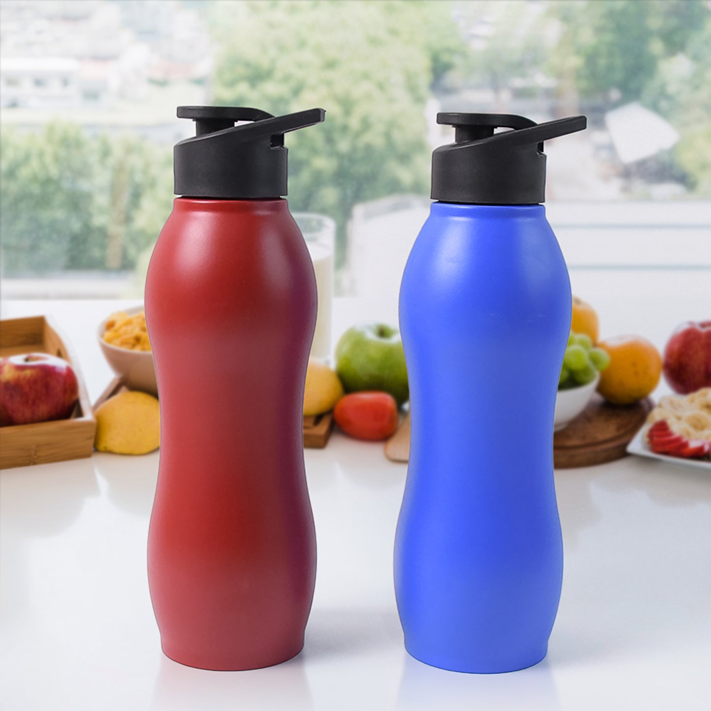 1000ml Matte Finish Stainless Steel Water Bottle - Assorted Colours (1 Pc) - Happy Price - Image 2