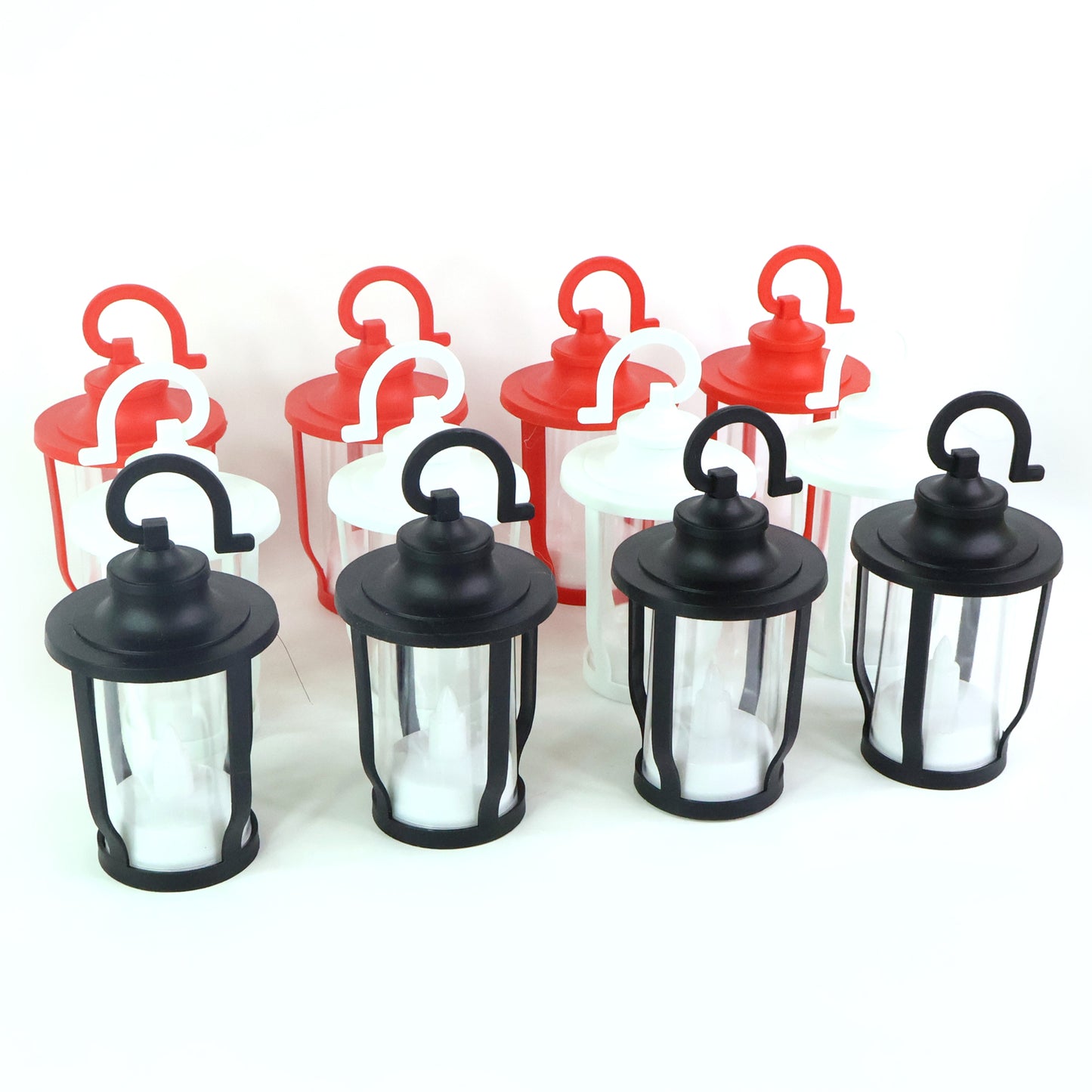 Set of 12 LED Lantern Flameless Candles with Hook - Warm Flickering Light - Happy Price - Image 2