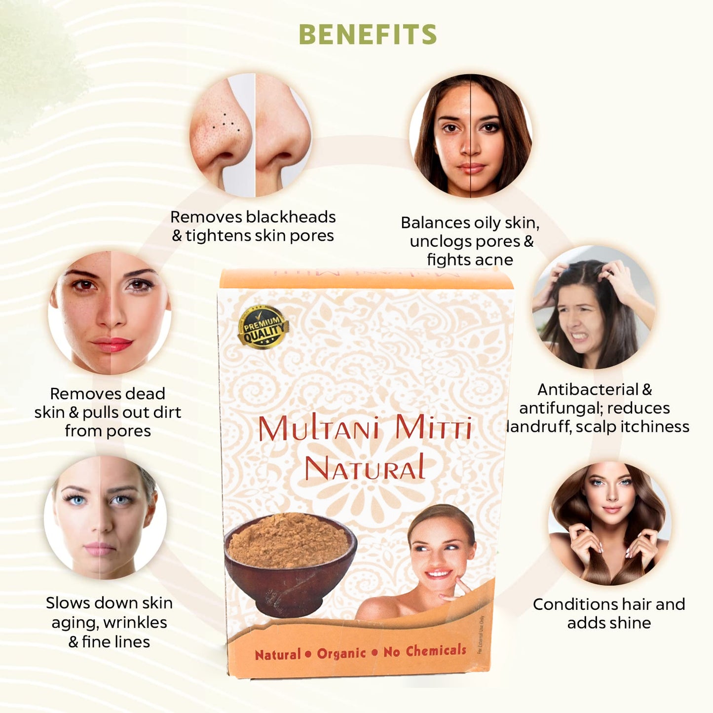 100gram Herbal Tan Removing Multani Mitti Face Pack For Skin Care Age Group - Happy Price - Image 3