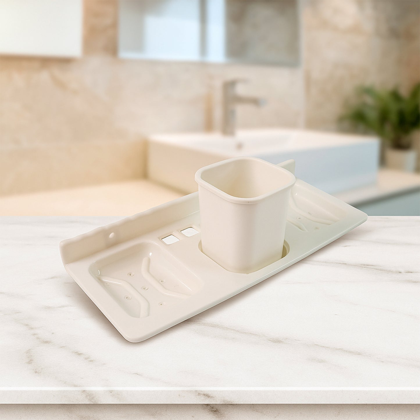 4-in-1 Wall Mount Bathroom Organizer Shelf with Tumbler Holder - 1 Pc - Happy Price - Image 4