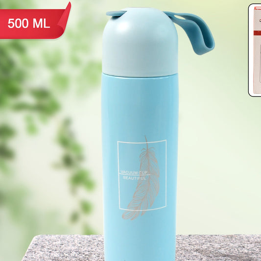 Stainless Steel Water Bottle With Handle Easy To Carry Fridge Water Bottle Leak Proof Rust Proof Hot  Cold Drinks Gym Sipper Bpa Free Food Grade Quality Steel Fridge Bottle For Officegymschool (Approx 500 Ml) - Happy Price - Image 1