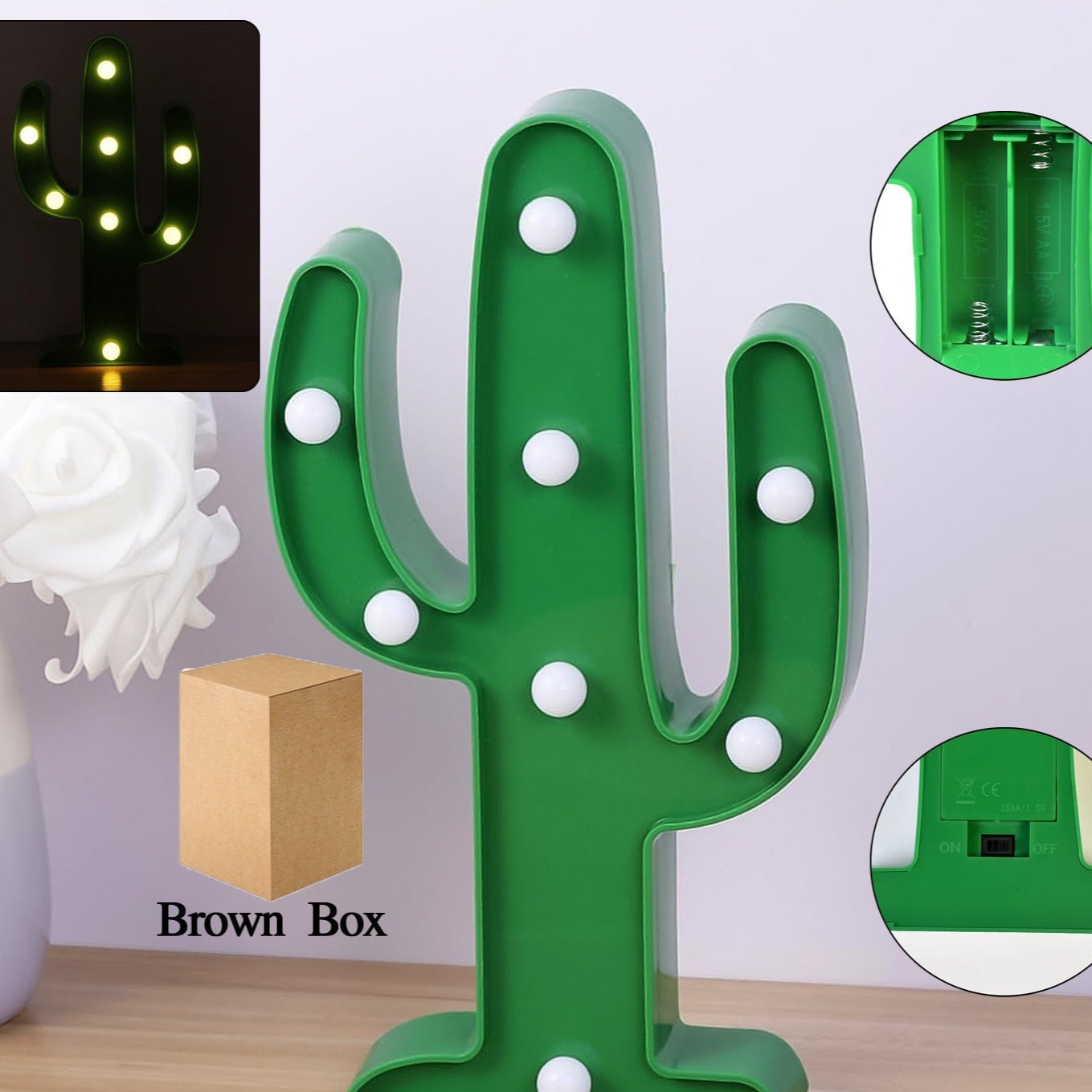 Led Cactus Light Led Desk Lamp Led Table Lamp (1 Pc  Battery Not Included) - Happy Price - Image 1