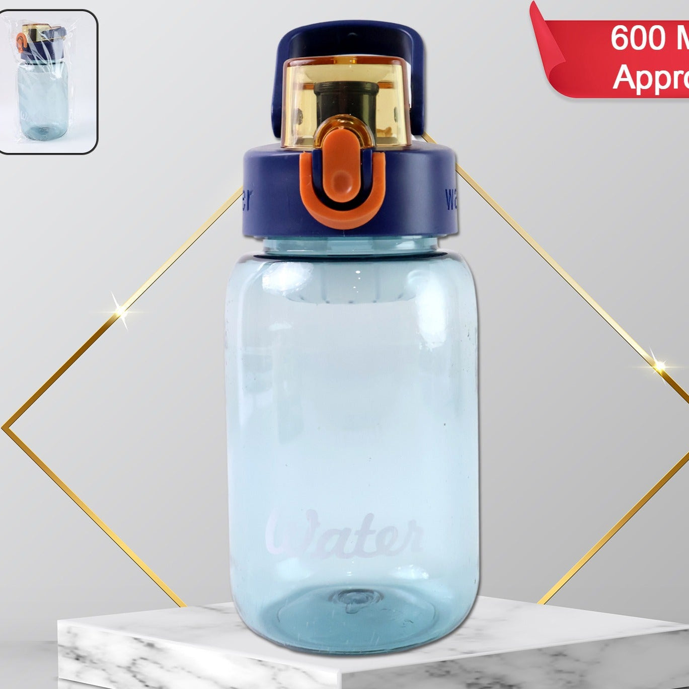 Blue Plastic Leak-proof Flip Cap  Safty Lock Water Bottle (600ml Approx  1 Pc) - Happy Price - Image 1