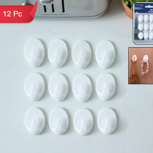Set of 12 Strong Adhesive Wall Hooks for Home & Office - Happy Price - Image 1