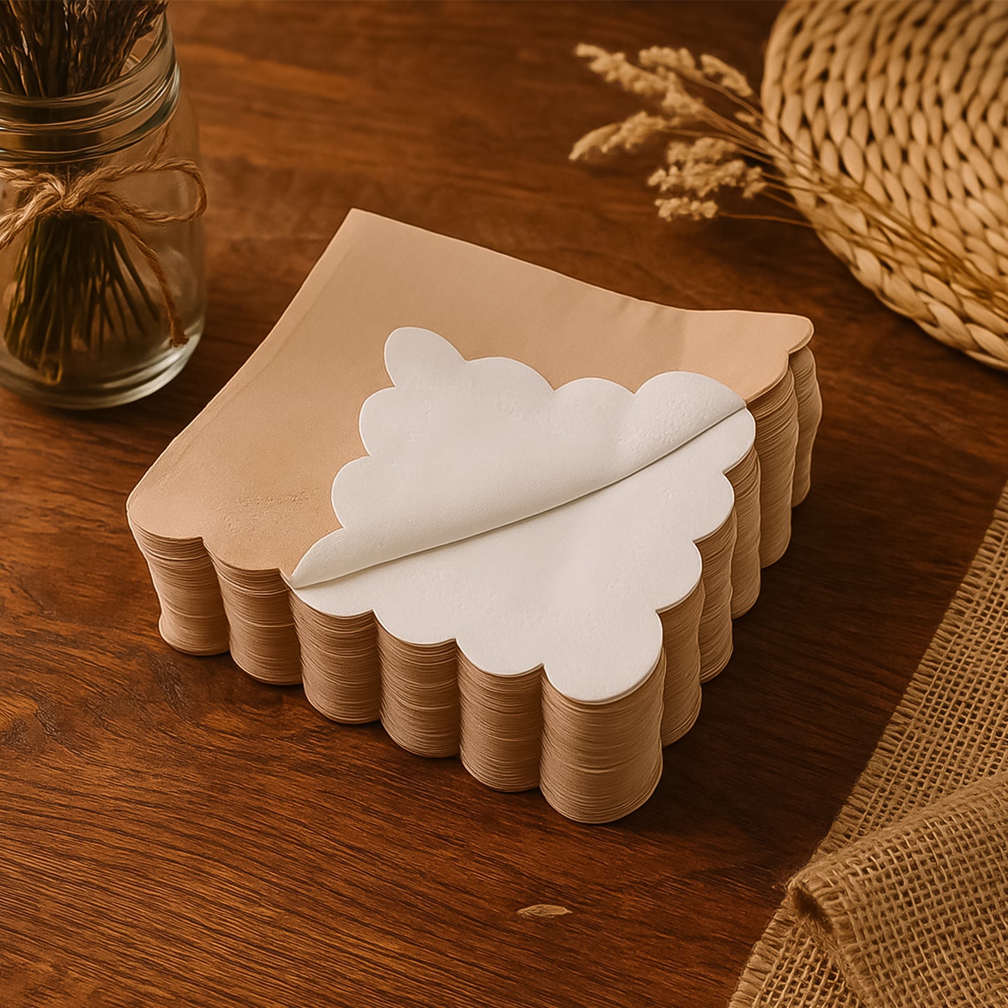 Disposable Scalloped Edge Tissue Napkins Set (120 Pc) - Happy Price - Image 2