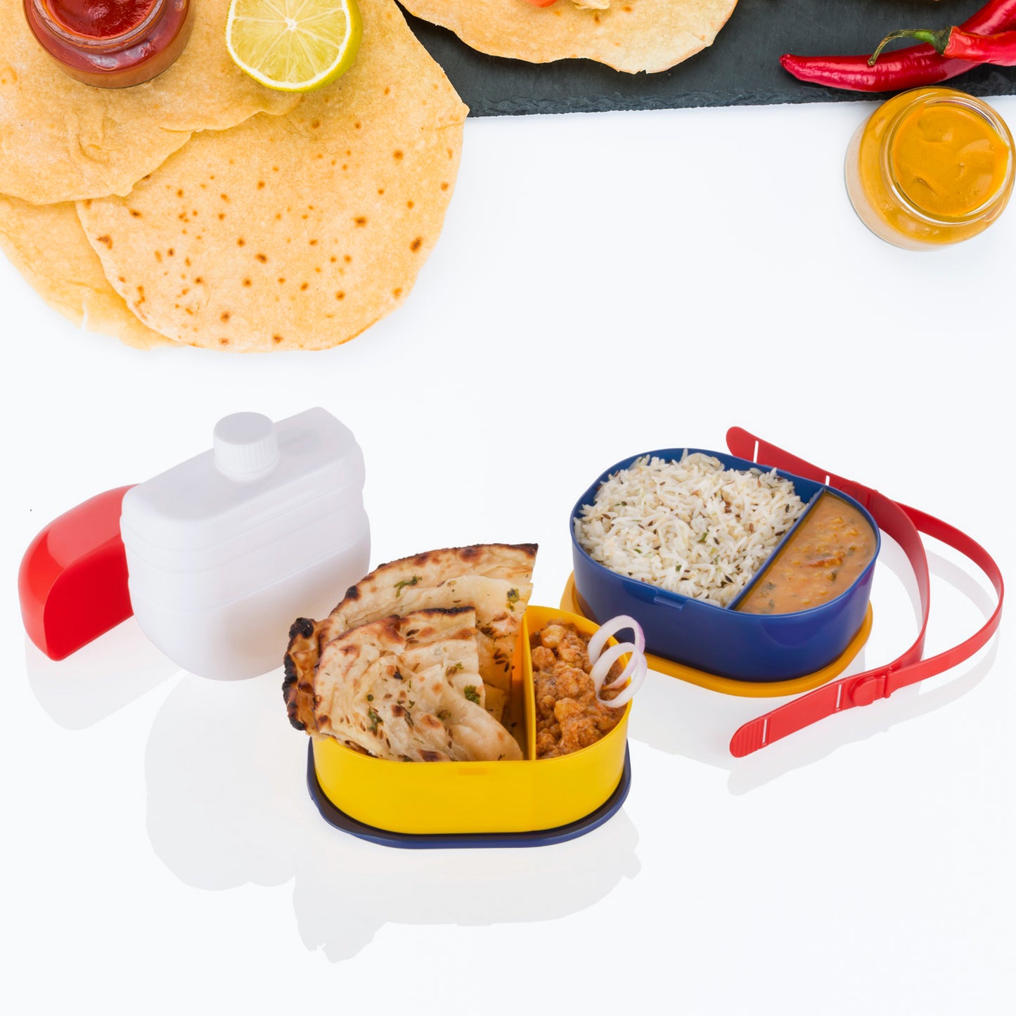 Mr. Chef Smart Lunch Box Capsule Shape Strap-on Lunch Box With Water Bottle And Handle - Happy Price - Image 4