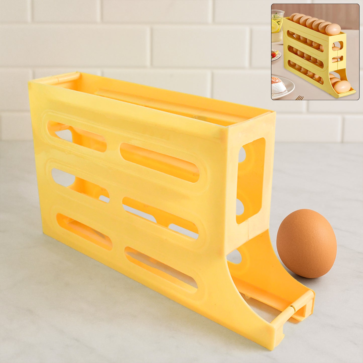 3-Layer Rolling Egg Holder Dispenser for Fridge - Automatic Gravity Feed Organizer (1 Pc) - Happy Price - Image 6