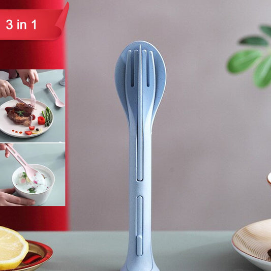 3 In 1 Reusable Spoon Knife Forks Tableware Spoon (3 Pcs Set) - Happy Price - Image 1