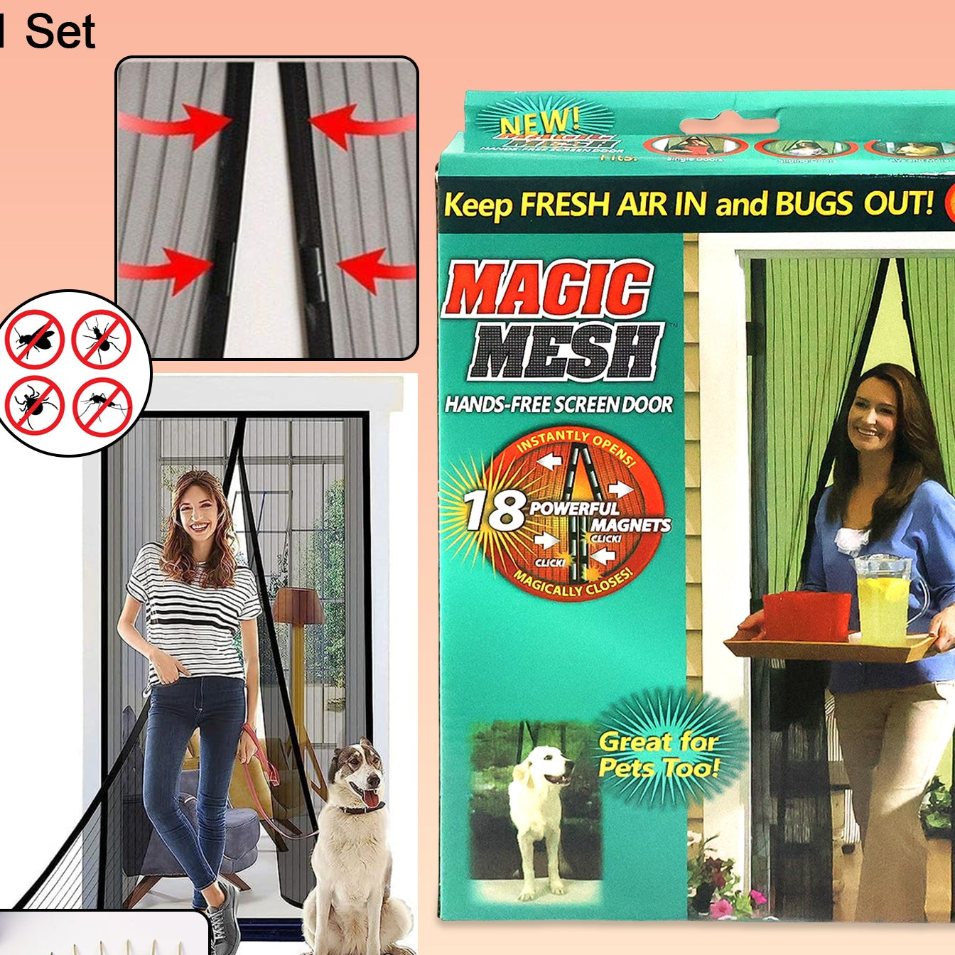 Hands-Free Magnetic Screen Door - 1 Set - Happy Price - Image 1