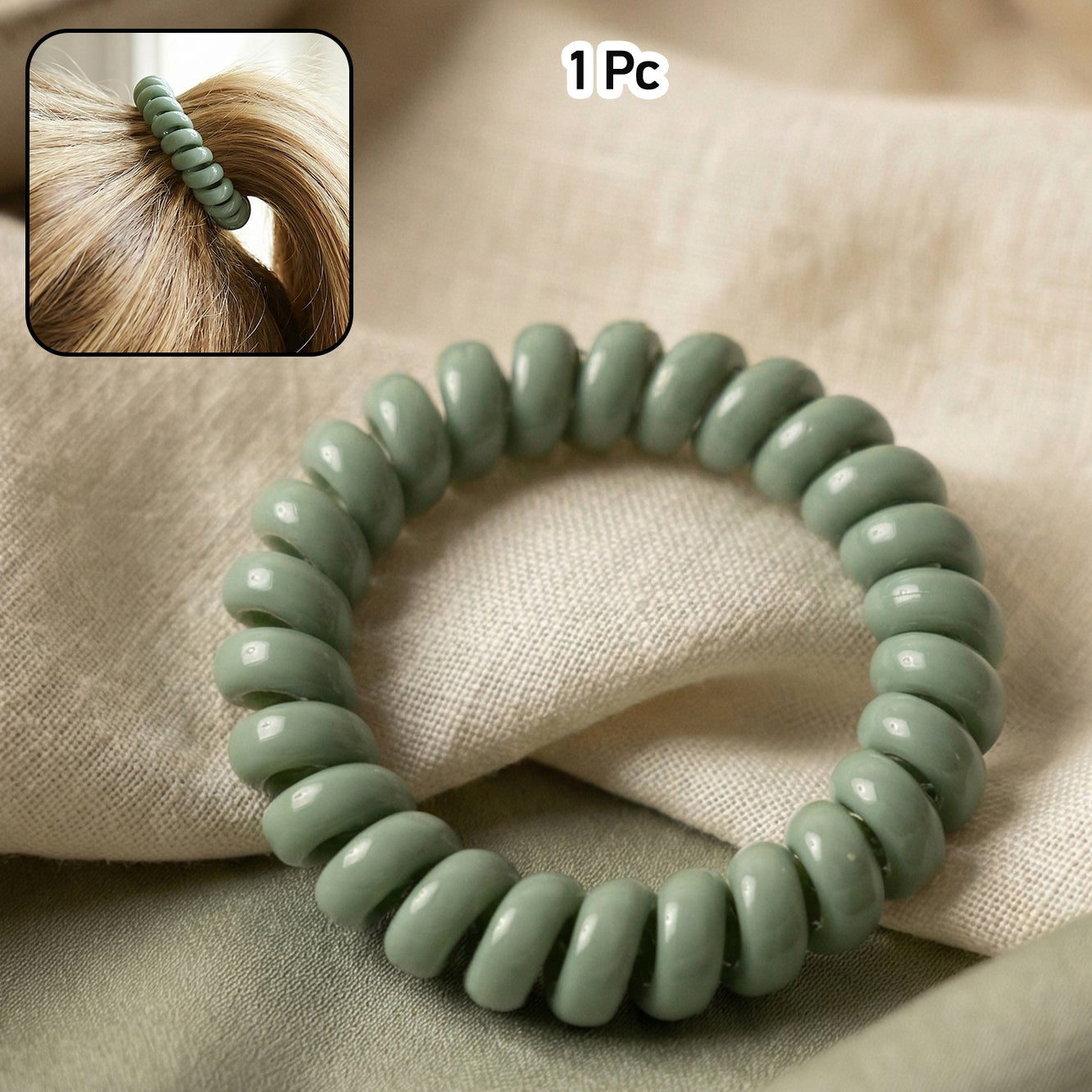 Soft Stretchable Telephone Wire Style Hair Bands Set (1 Pc)