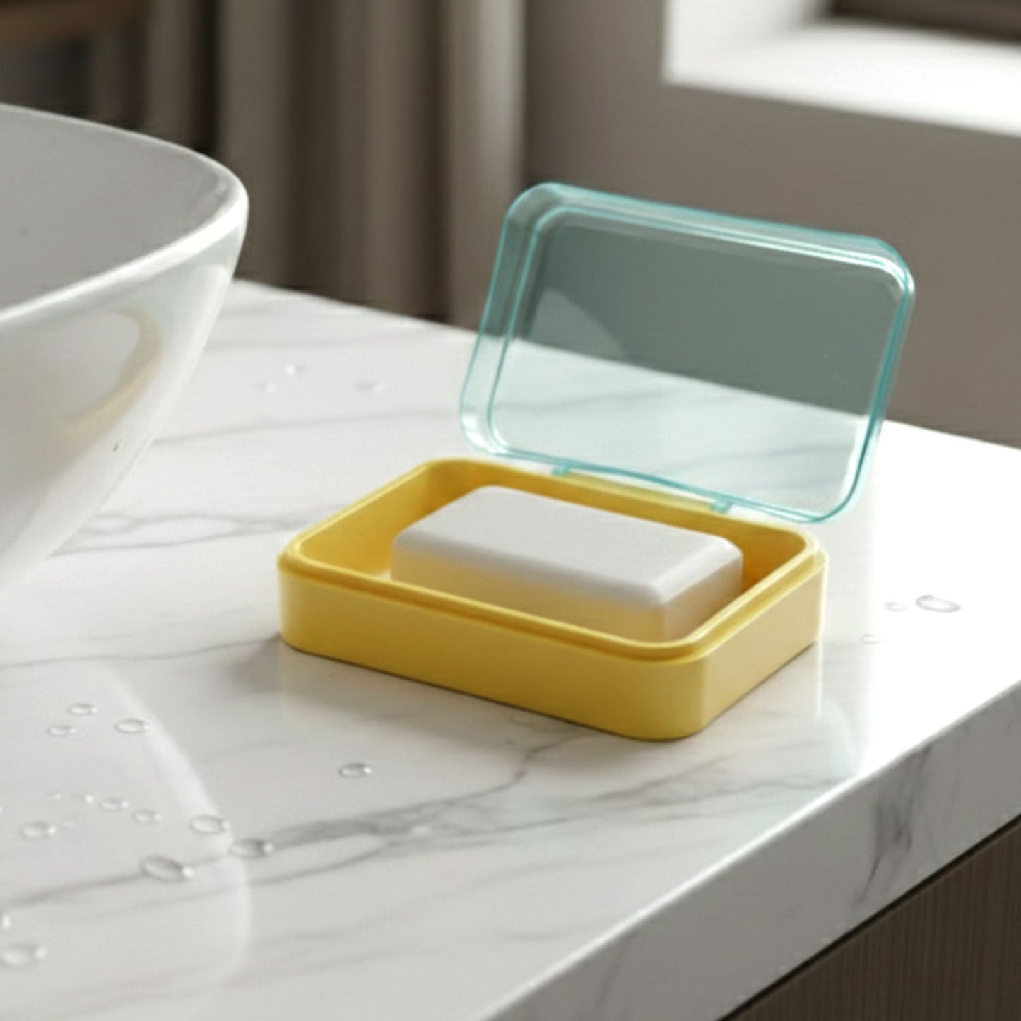 Smiley Face Plastic Soap Case with Flip Lid - Travel Soap Box with Drain Holes (1 Pc) - Happy Price - Image 3
