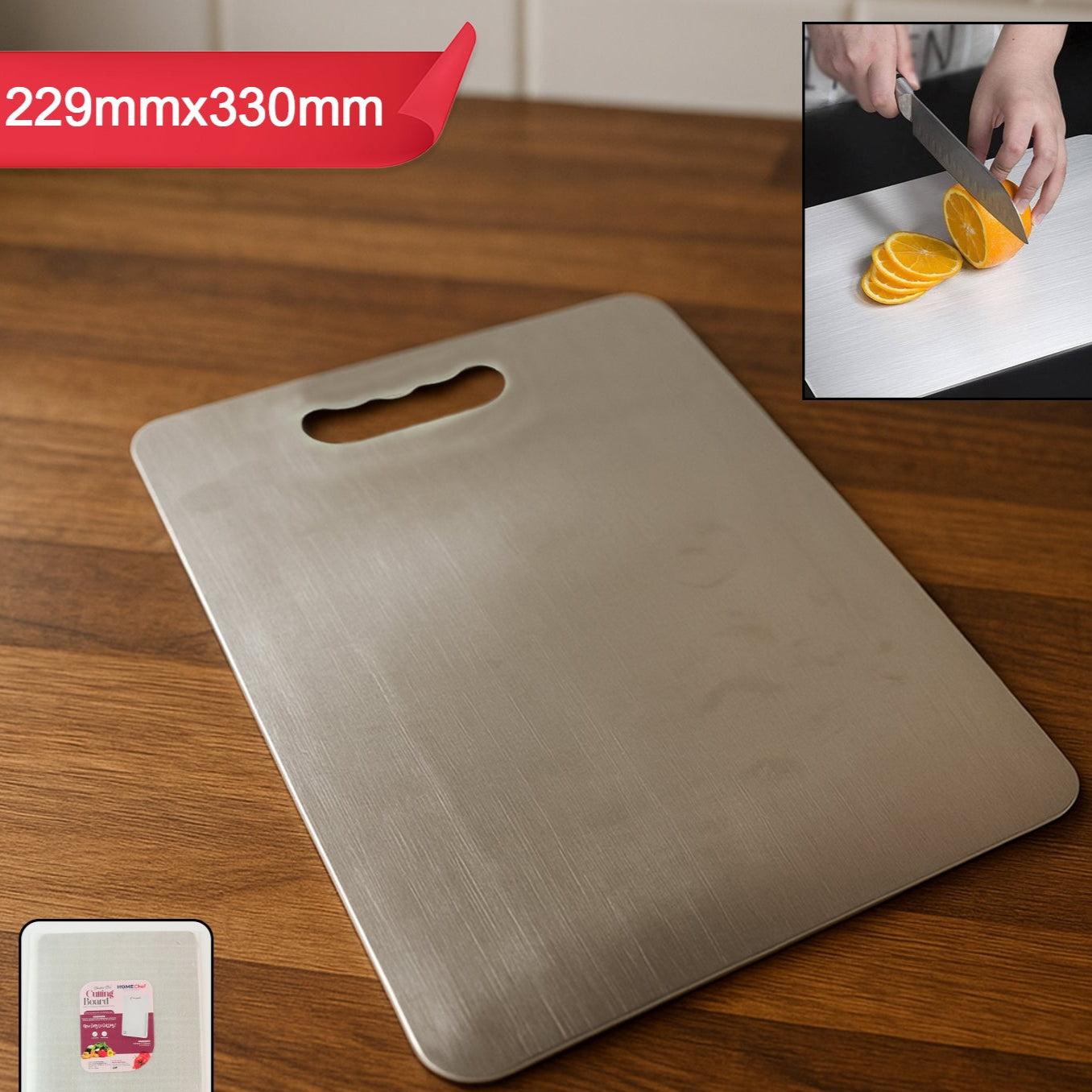 Premium Stainless Steel Cutting Board 229mm X 330mm (1 Pc) - Happy Price - Image 1
