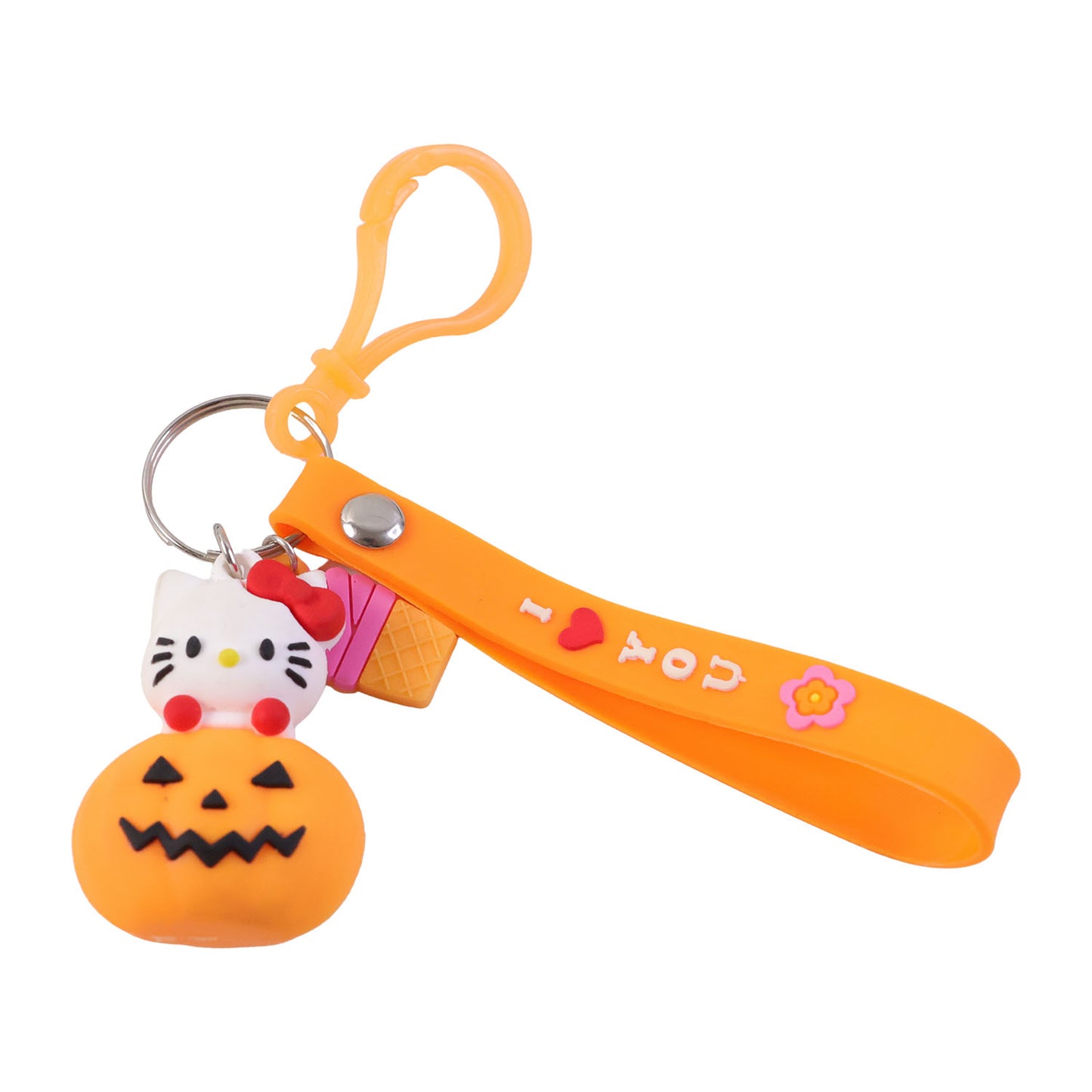 Cartoon Kitty Pumpkin Keychain with Strap - 1 Pc - Happy Price - Image 4