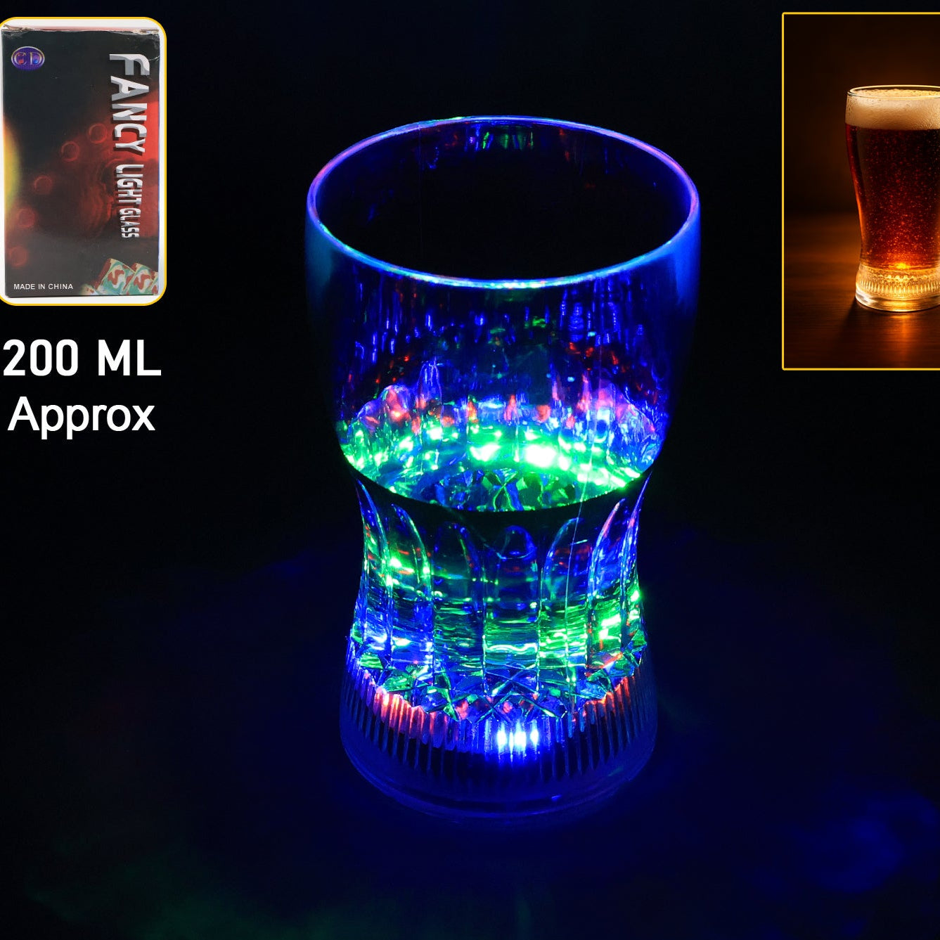 Plastic Fancy Led Light Glass 200 Ml (1 Pc) - Happy Price - Image 1