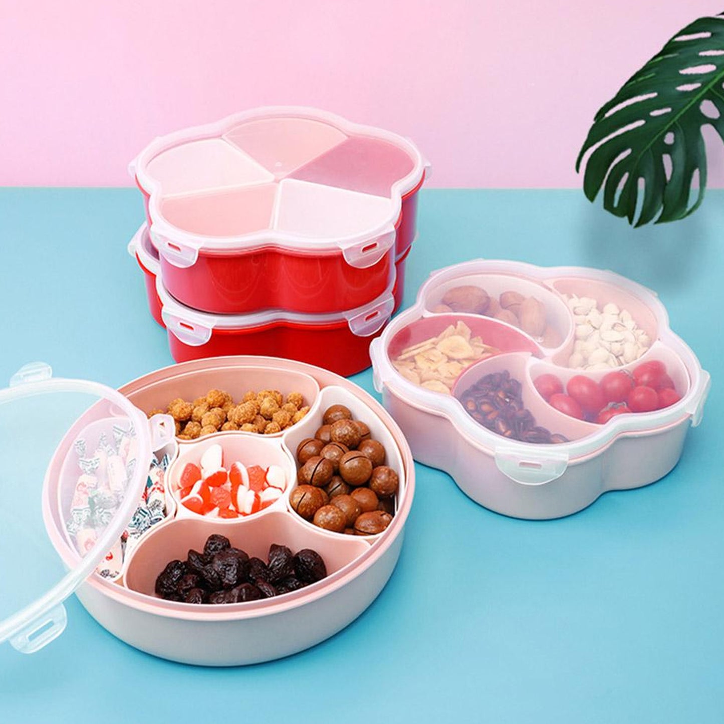 5compartments Party Food Storage Snack Nuts Box For Peanuts Fruits And Candy Box For Home  Kitchen Use - Happy Price - Image 4