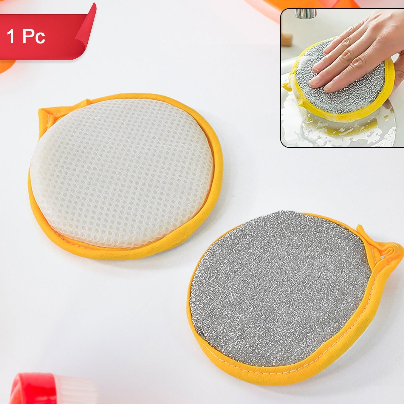Double Side Dishwashing Sponge Dish Washing Brush (1 Pc) - Happy Price - Image 1