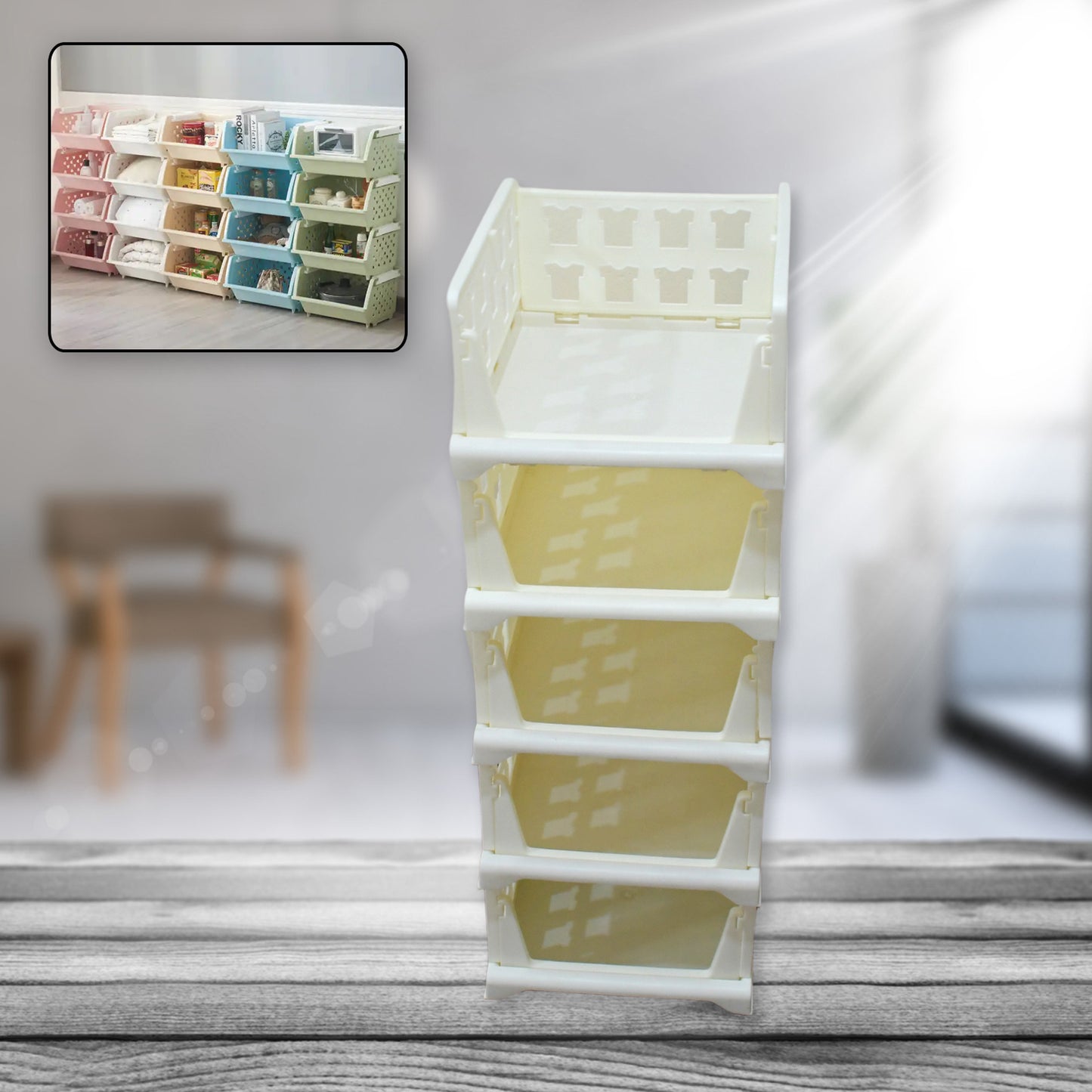 5 Layer Stackable Multifunctional Storagefor Clothes Foldable Drawer Shelf Basket Utility Cart Rack Storage Organizer Cart For Kitchen Pantry Closet Bedroom Bathroom Laundry (5 Layer 1 Pc) - Happy Price - Image 2