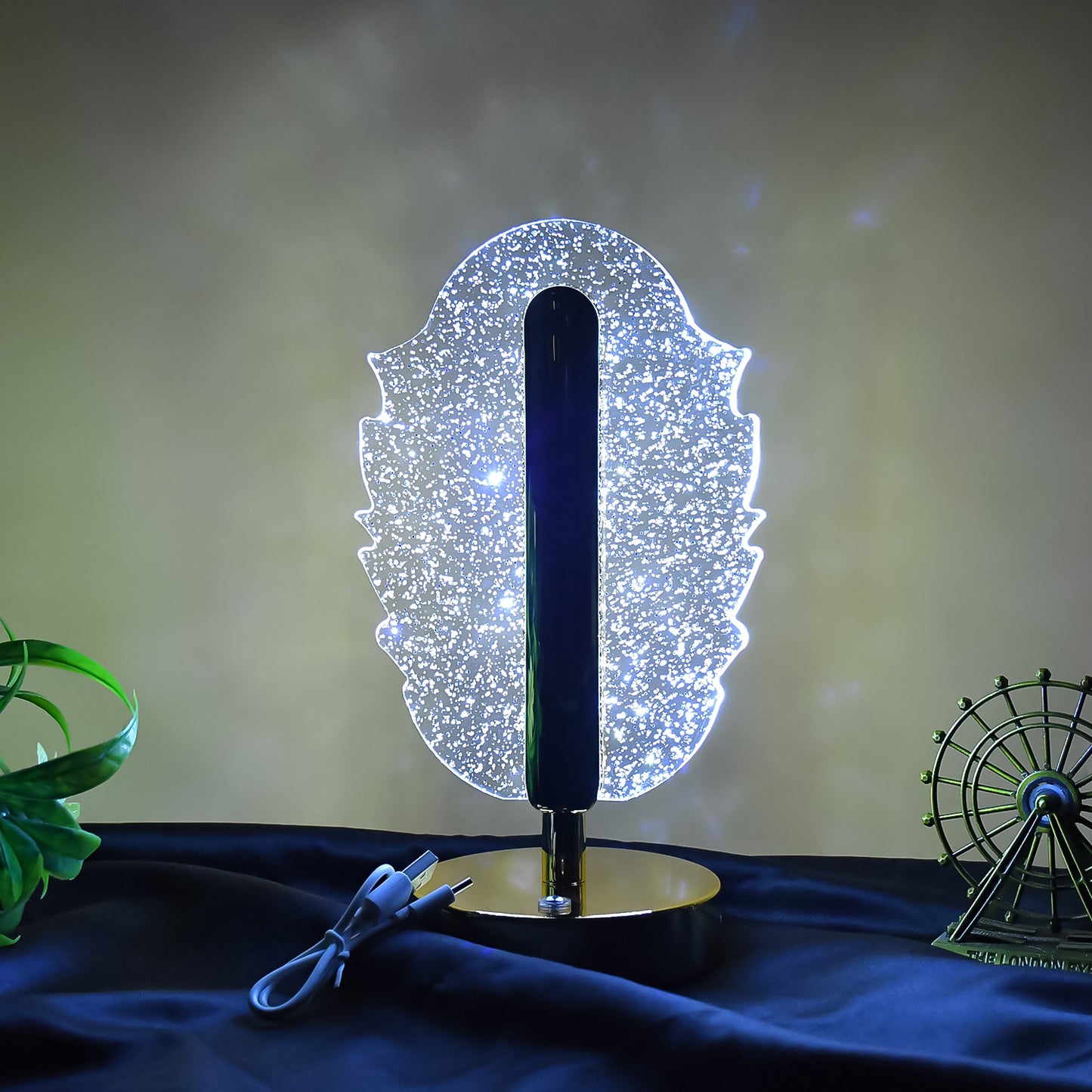 Crystal Feather Table Lamp with USB - Modern LED Bedside Light - Happy Price - Image 6