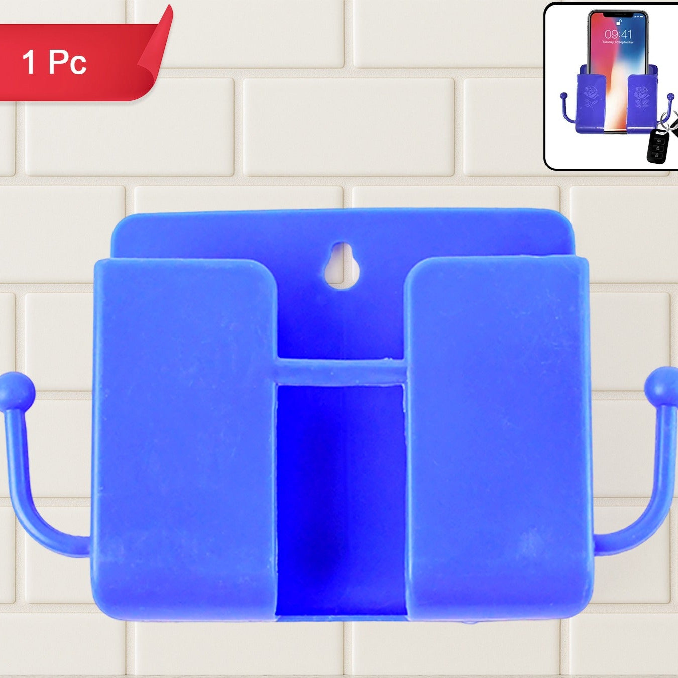 1 Pc Blue Wall Mount Mobile Stand With Hook - Happy Price - Image 1