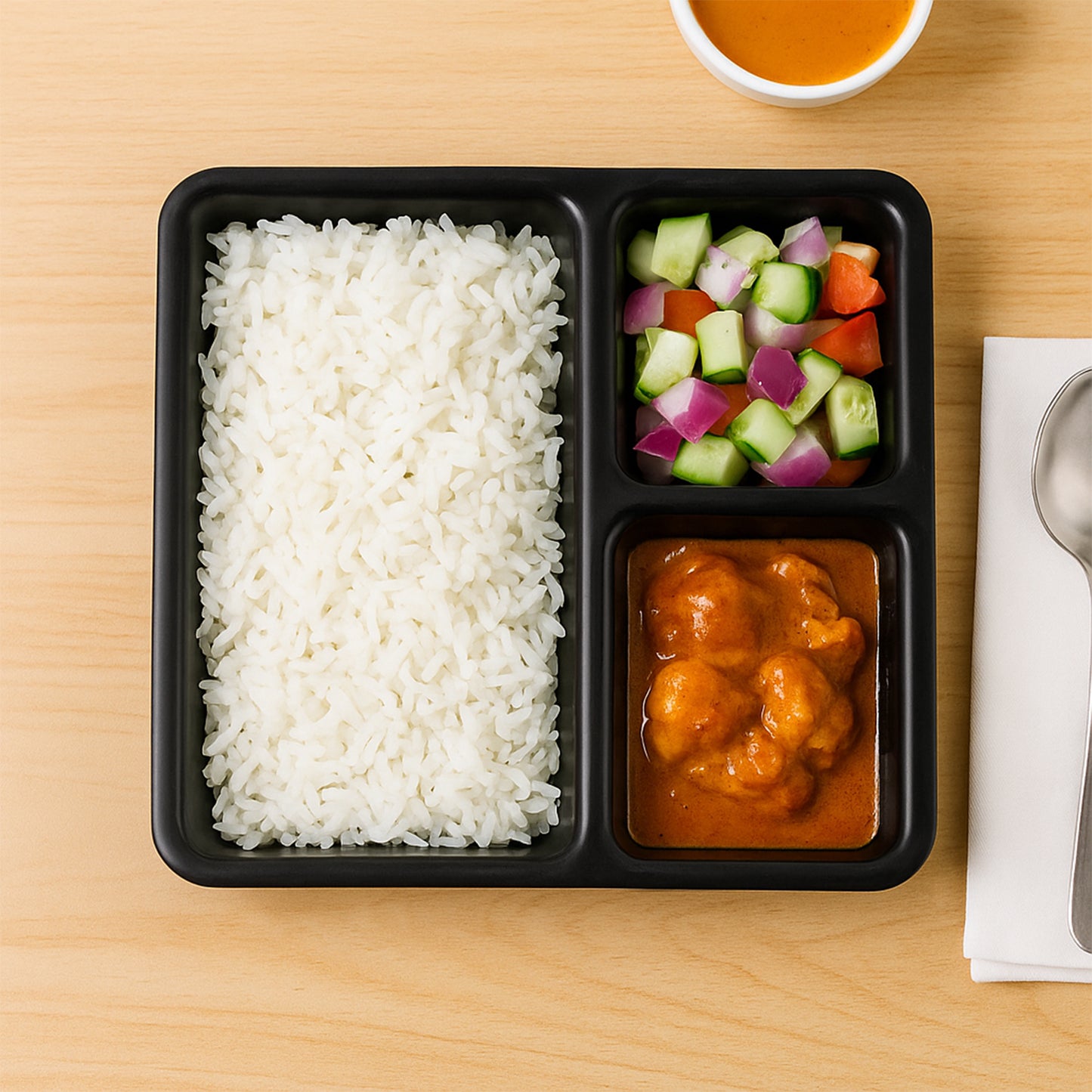 3 Section Meal Serving Tray - Rectangular Plastic Plate for Portion Control (1 Pc, Black) - Happy Price - Image 7