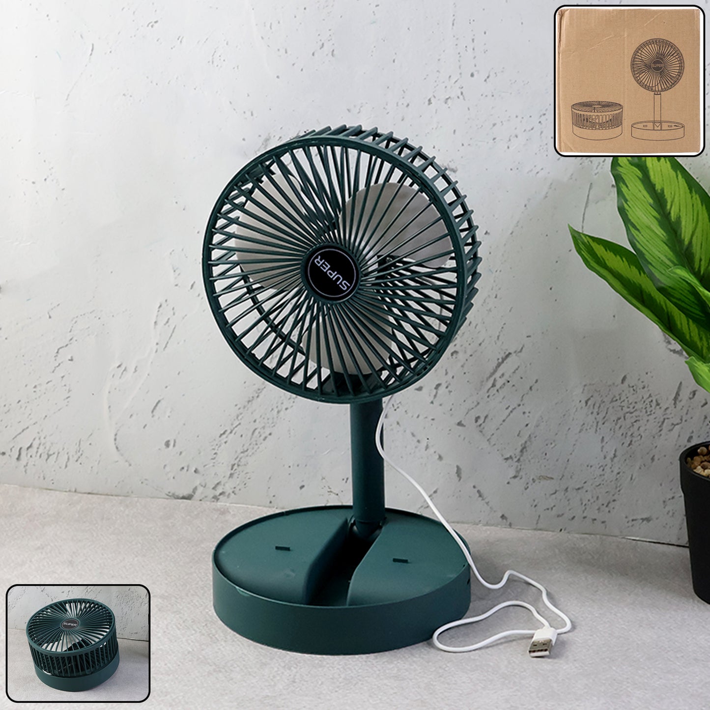 Foldable USB Desk Fan - Portable, Adjustable Height, Quiet Operation (1 Pc) - Happy Price - Image 2