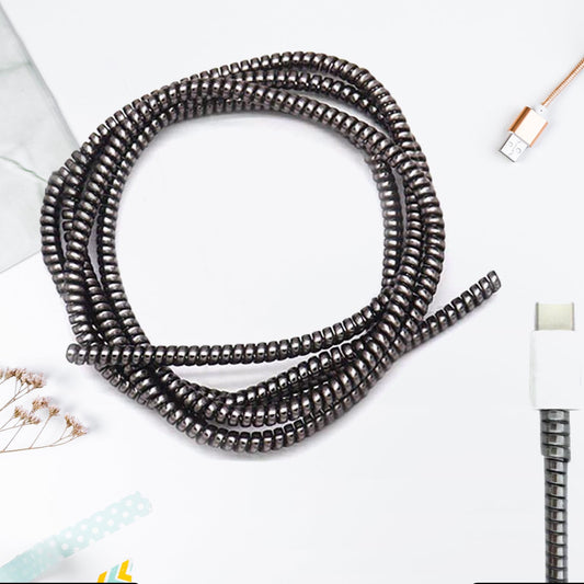 Metallic Finish Cable Spiral Protectorwire Repairpet Cord Protectorheadphone Saver Cable Wrapcover For Mac Charging Cable - Happy Price - Image 1